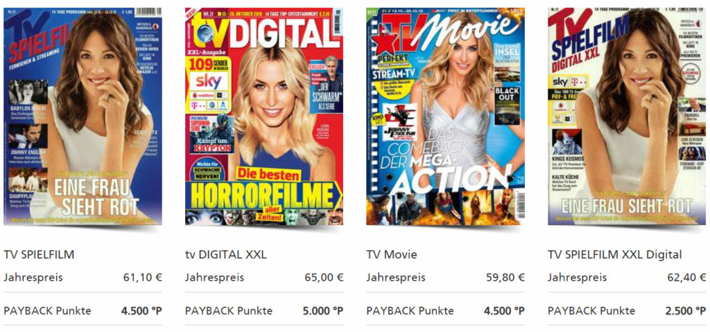Bis zu 5000 PAYBACK Punkte mit TV Zeitschriften Prämien Abos