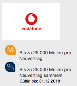 25.000 Miles & More Lufthansa Meilen für Vodafone Vertrag Details