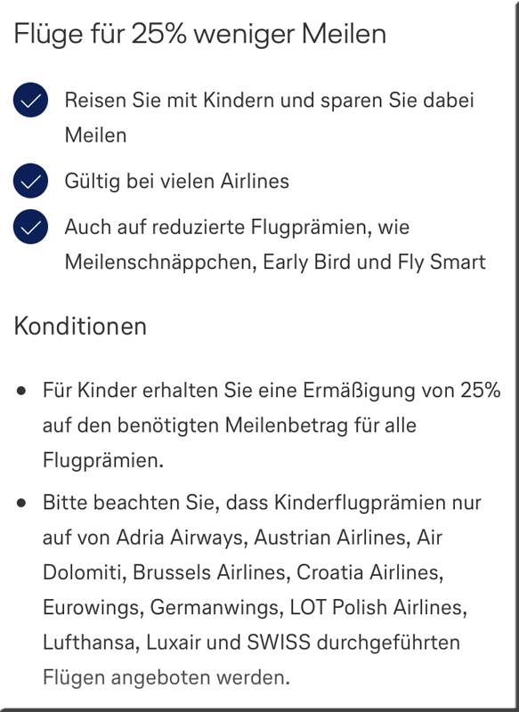 25% Rabatt auf Flugprämien für Kinder bei Miles & More ab April 2019 Meilenschnäppchen Early Bird Fly Smart Details