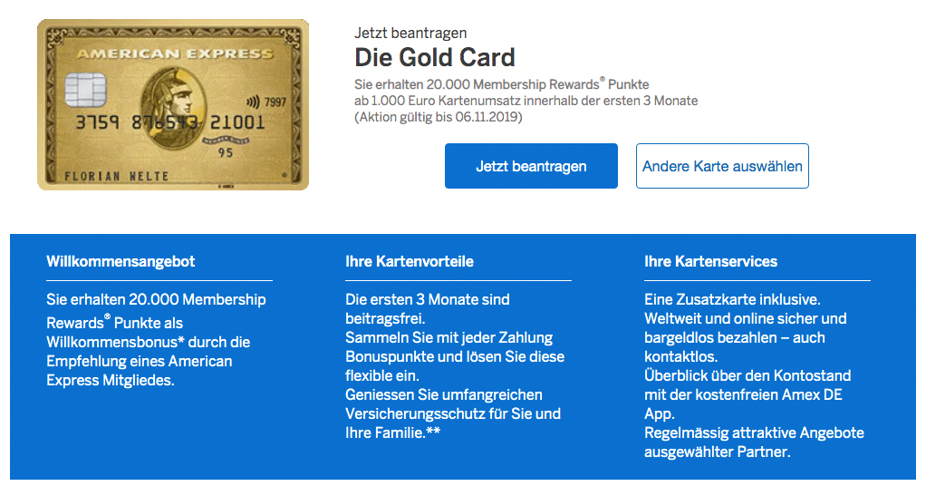 20.000 American Express 10000 PAYBACK Punkte mit American Express Gold Kreditkarte