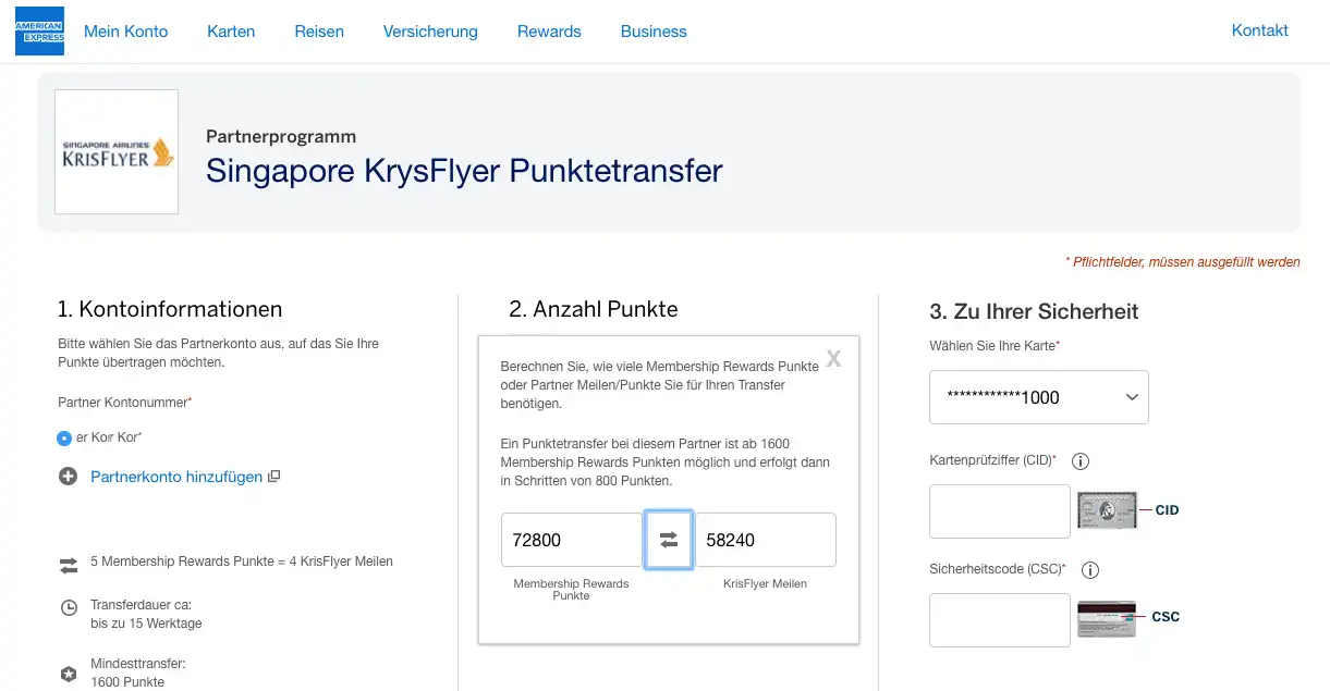 Transfer Von Membership Rewards Zu Singapore Airlines Krisflyer Meilen Reisenmitpunkten De