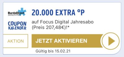 20.000 PAYBACK Punkte für 207,48€ mit einem Focus Digital Jahresabo Coupon