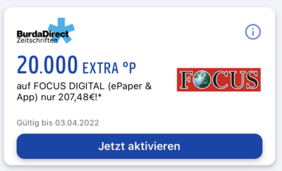 20.000 PAYBACK Punkte für 207,48€ und einem FOCUS DIGITAL Jahresabo Gutschein